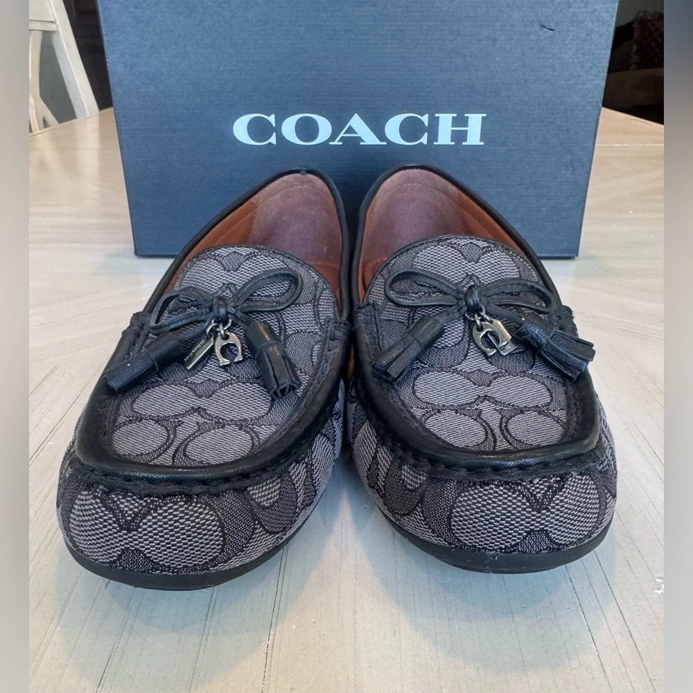🔥HP🔥 COACH Moira Signature Jacquard Loafers Black/Coal - Size 7.5